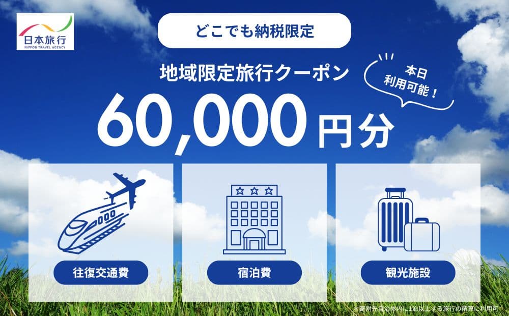 【どこでも納税限定】北海道小樽市 日本旅行 地域限定旅行クーポン(発券なし)60,000円分